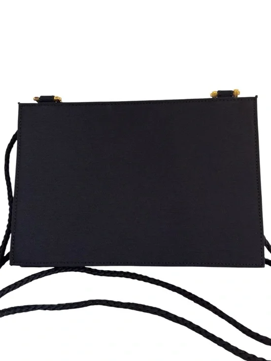 Gianni Versace Couture Vintage Medusa Satin Shoulder Bag Black Gold Rhinestone - Picture 5 of 12